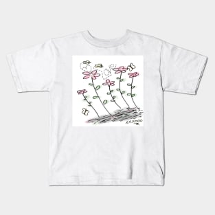 Flowers & Butterflies, Pastel Pink, Yellow & Green Cute Home Decor Gifts Kids T-Shirt